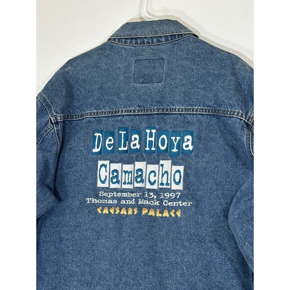 VTG 1997 Denim Jacket Oscar Dela Hoya Hector Macho Camacho Caesars Palace Boxing - Picture 15 of 16